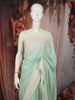 Pastel Mint Green Geometric Thread Embroidered Design Chiffon Fancy Saree with Lace Border