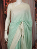 Pastel Mint Green Geometric Thread Embroidered Design Chiffon Fancy Saree with Lace Border
