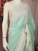 Pastel Mint Green Geometric Thread Embroidered Design Chiffon Fancy Saree with Lace Border