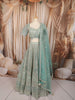 Pastel Mint Green Heavy Sequins Embroidered Design Net Bridal Lehenga with Matching Dupatta