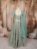 Pastel Mint Green Heavy Sequins Embroidered Design Net Bridal Lehenga with Matching Dupatta