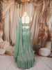 Pastel Mint Green Heavy Sequins and Beads Embroidered Design Net  Mermaid Bridal Lehenga with Matching Dupatta