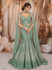 Pastel Mint Green Heavy Sequins and Beads Embroidered Design Net  Mermaid Bridal Lehenga with Matching Dupatta