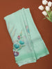 Pastel Mint Green Minimal Floral Printed Chiffon Saree