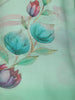Pastel Mint Green Minimal Floral Printed Chiffon Saree