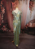 Pastel Mint Green Mirror Embroidered Design Tissue Silk Ready to Wear Draped Saree with Matching Designer Corset Blouse