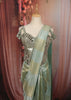 Pastel Mint Green Mirror Embroidered Design Tissue Silk Ready to Wear Draped Saree with Matching Designer Corset Blouse