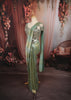 Pastel Mint Green Mirror Embroidered Design Tissue Silk Ready to Wear Draped Saree with Matching Designer Corset Blouse