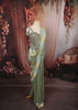 Pastel Mint Green Mirror Embroidered Design Tissue Silk Ready to Wear Draped Saree with Matching Designer Corset Blouse