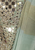 Pastel Mint Green Mirror Embroidered Design Tissue Silk Ready to Wear Draped Saree with Matching Designer Corset Blouse