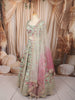 Pastel Mint Green Multicolor Floral Sequins and Beads Embroidered Design Net Bridal Lehenga with Matching Dupatta