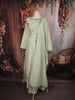 Pastel Mint Green Floral Zari Embroidered Design Cotton Palazzo Suit with Matching Dupatta