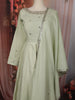 Pastel Mint Green Floral Zari Embroidered Design Cotton Palazzo Suit with Matching Dupatta