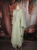 Pastel Mint Green Floral Zari Embroidered Design Cotton Palazzo Suit with Matching Dupatta