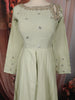 Pastel Mint Green Floral Zari Embroidered Design Cotton Palazzo Suit with Matching Dupatta