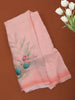 Pastel Peach Minimal Floral Printed Chiffon Saree with Ombre Border