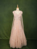 Pastel Peach Pink Floral Sequins and Beads Embroidered Design Net Mermaid Bridal Lehenga with Designer Corset Blouse and Matching Choker Dupatta