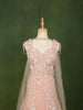 Pastel Peach Pink Floral Sequins and Beads Embroidered Design Net Mermaid Bridal Lehenga with Designer Corset Blouse and Matching Choker Dupatta