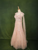 Pastel Peach Pink Floral Sequins and Beads Embroidered Design Net Mermaid Bridal Lehenga with Designer Corset Blouse and Matching Choker Dupatta