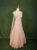 Pastel Peach Pink Floral Sequins and Beads Embroidered Design Net Mermaid Bridal Lehenga with Designer Corset Blouse and Matching Choker Dupatta