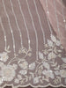 Pastel Peach Pink Striped Sequins Embroidered Design Pure Organza Fancy Saree with Scalloped Border