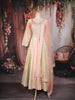 Pastel Peach and Pista Green Sequins Embroidered Satin Anarkali Gown with Dupatta