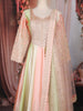 Pastel Peach and Pista Green Sequins Embroidered Satin Anarkali Gown with Dupatta