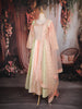 Pastel Peach and Pista Green Sequins Embroidered Satin Anarkali Gown with Dupatta