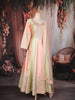 Pastel Peach and Pista Green Sequins Embroidered Satin Anarkali Gown with Dupatta