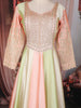Pastel Peach and Pista Green Sequins Embroidered Satin Anarkali Gown with Dupatta