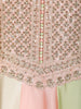 Pastel Peach and Pista Green Sequins Embroidered Satin Anarkali Gown with Dupatta