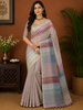 Pastel Peach Abstract Woven Design Pure Cotton Saree with Woven Border