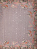 Pastel Pink Birds Motif Thread Embroidered Design Pure Banarasi Silk Festive Wear Saree with Floral Border