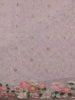 Pastel Pink Birds Motif Thread Embroidered Design Pure Banarasi Silk Festive Wear Saree with Floral Border