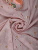 Pastel Pink Birds Motif Thread Embroidered Design Pure Banarasi Silk Festive Wear Saree with Floral Border