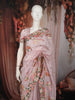 Pastel Pink Birds Motif Thread Embroidered Design Pure Banarasi Silk Festive Wear Saree with Floral Border