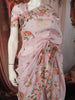 Pastel Pink Birds Motif Thread Embroidered Design Pure Banarasi Silk Festive Wear Saree with Floral Border
