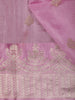 Pastel Pink Floral Butta Zari Woven Design Soft Silk Saree with Zari Border