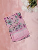 Pastel Pink Floral Printed Design Mixed Cotton Saree