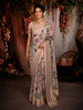 Pastel Pink Floral Printed Design Pure Silk Festive Wear Saree with Multicolor Zari Border