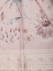 Pastel Pink Floral Printed Design Tussar Saree with Embroidered Lace Border