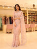 Pastel Pink Floral Sequins and Beads Embroidered Design Net Fancy Saree with Designer Border