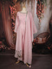 Pastel Pink Floral Sequins and Zari Embroidered Design Cotton Palazzo Suit with Matching Dupatta