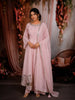 Pastel Pink Floral Sequins and Zari Embroidered Design Cotton Palazzo Suit with Matching Dupatta