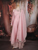 Pastel Pink Floral Sequins and Zari Embroidered Design Cotton Palazzo Suit with Matching Dupatta