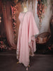 Pastel Pink Floral Sequins and Zari Embroidered Design Cotton Palazzo Suit with Matching Dupatta