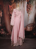 Pastel Pink Floral Sequins and Zari Embroidered Design Cotton Palazzo Suit with Matching Dupatta
