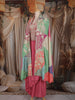 Pastel Pink Floral Thread Embroidered and Stone Embellished Design Synthetic Skirt Top