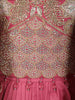 Pastel Pink Floral Thread Embroidered and Stone Embellished Design Synthetic Skirt Top