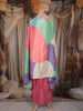 Pastel Pink Floral Thread Embroidered and Stone Embellished Design Synthetic Skirt Top